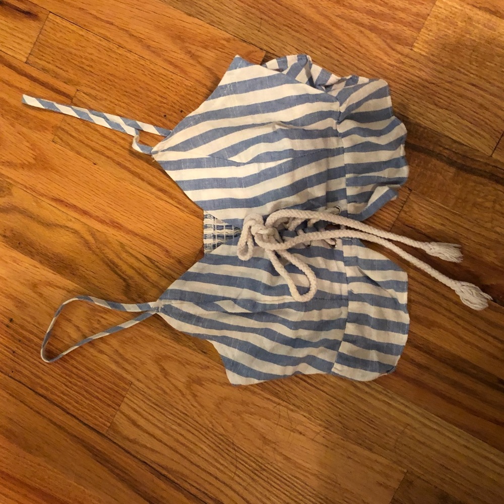 Forever 21 blue and white stripped crop top